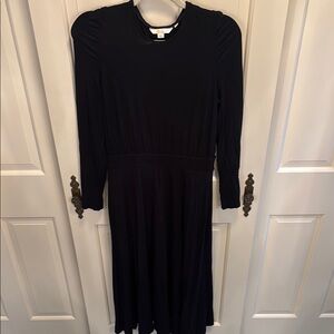 Boden Black Dress with Puff Sleeves